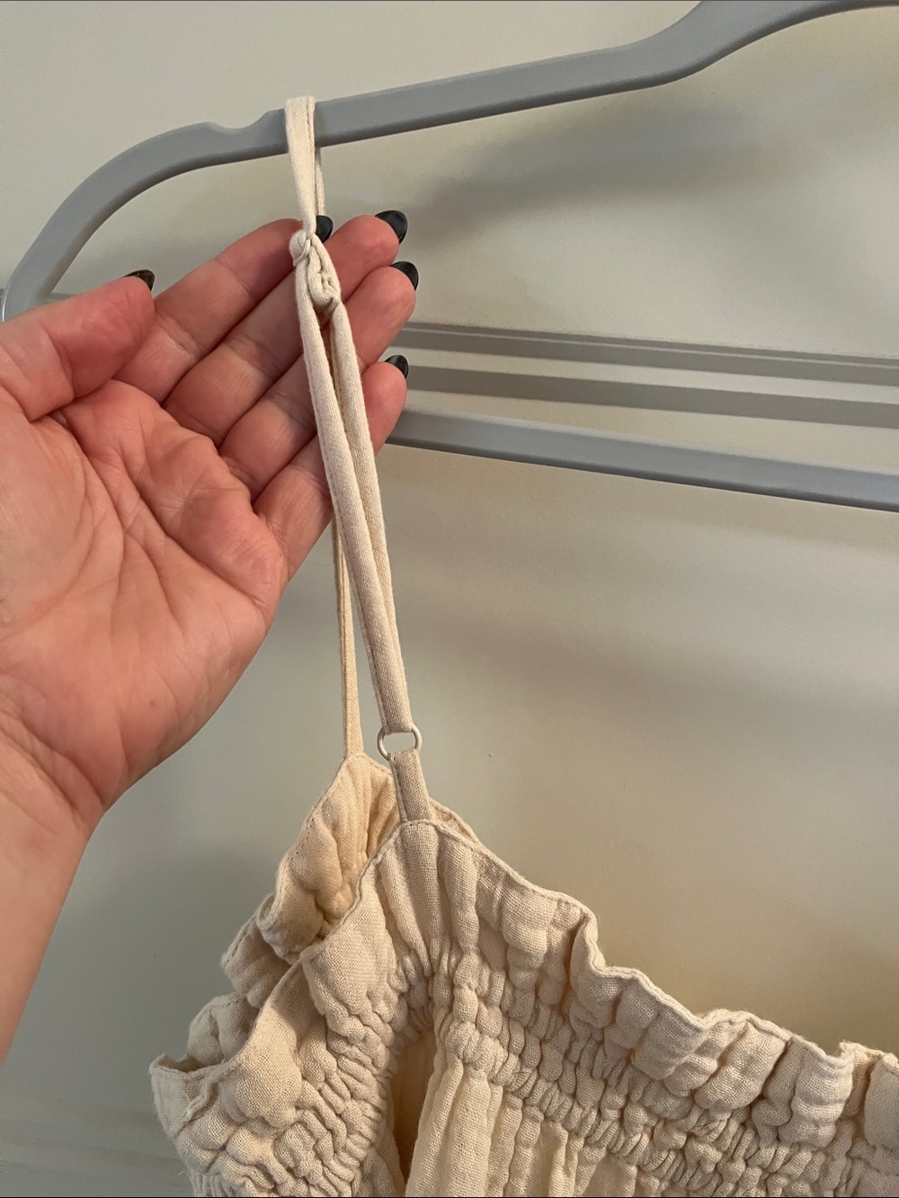 H&M Cream 100% cotton Maxi Dress with Spaghetti Straps - Picture 4 of 5